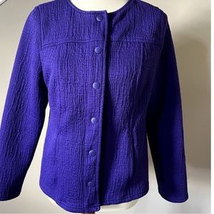 Chico’s Purple Jacket Size 1 
Satin Covered Snaps - Snap-Front closure jacket